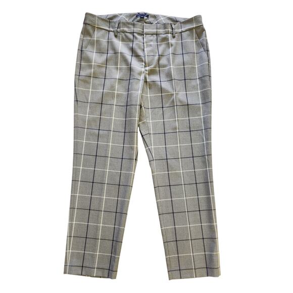 Tommy Hilfiger Gray Windowpane Plaid Slim Ankle Slack Pants Women Size 12 NWOT - Picture 3 of 13